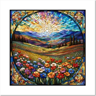 Stained Glass Springtime Sunrise Posters and Art